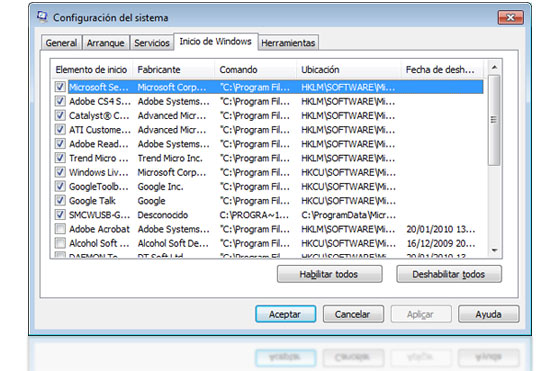 Programas automáticos Windows 7